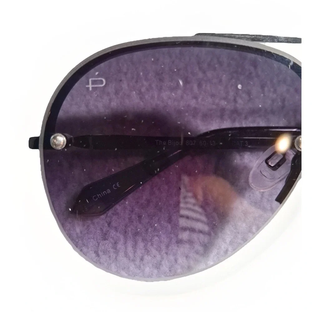 Prive Revaux Bijou 807 Black Aviator Sunglasses Purple Gradient Lens with Case